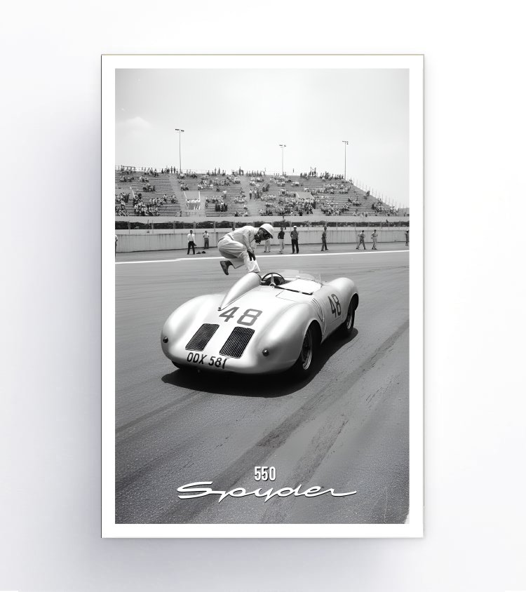 The Air Factor-Paper Posters Stirling Moss jumps into his Porsche